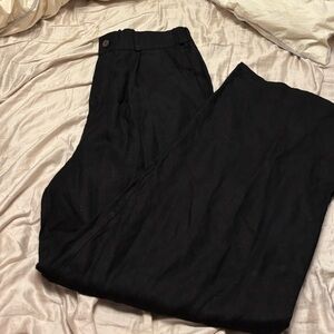 Black Ficus Black Wide-Leg Linen Pants